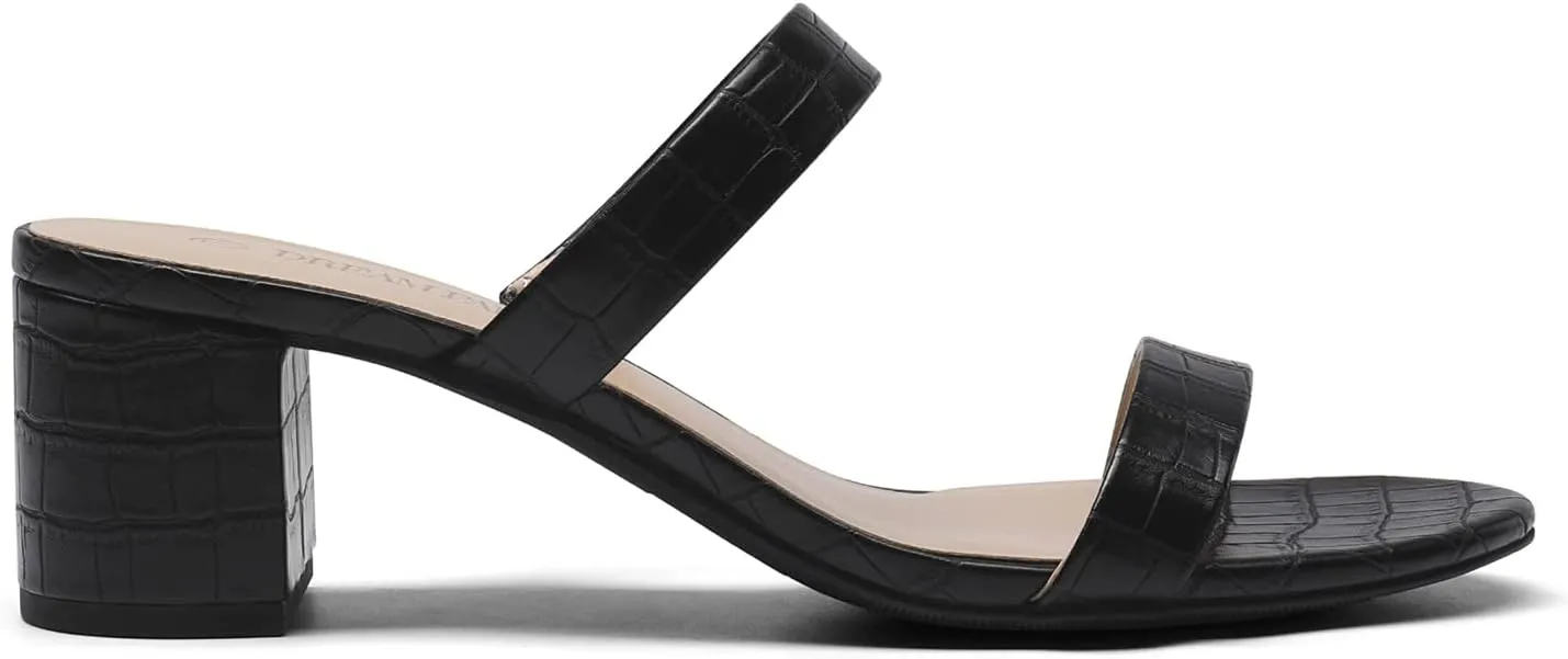 PAIRS Women's Two Strap guilde guarantor soak Open Toe Low Block Chunky Heels Sandals Dress Pumps Casual Summer Mules Shoes DREAM 