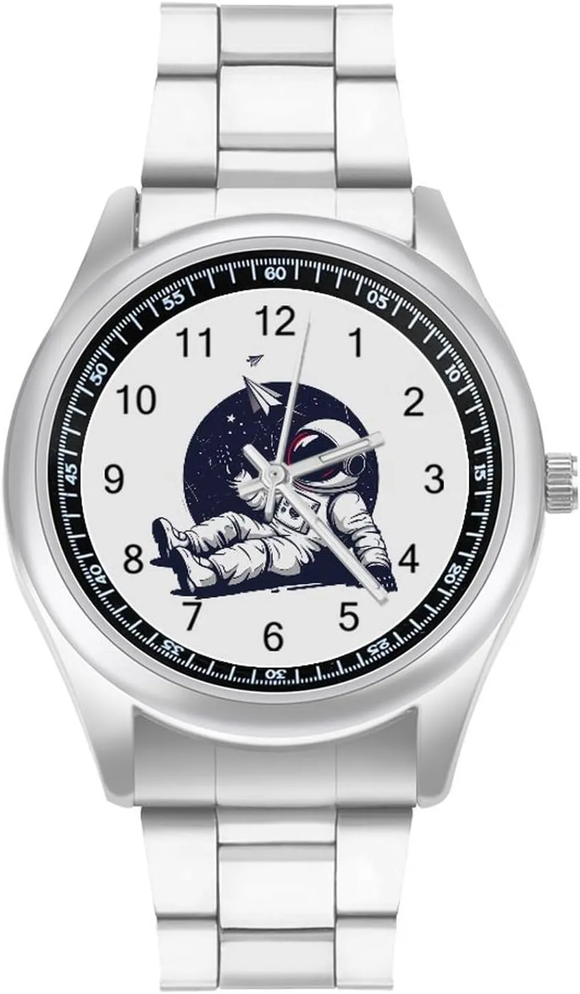 Paper Airplanes Watches Stainless Steel Band Wristwatch Business Dress Watch for Work Home humanitarian truck diagonal Relaxing Astronaut Throwing 