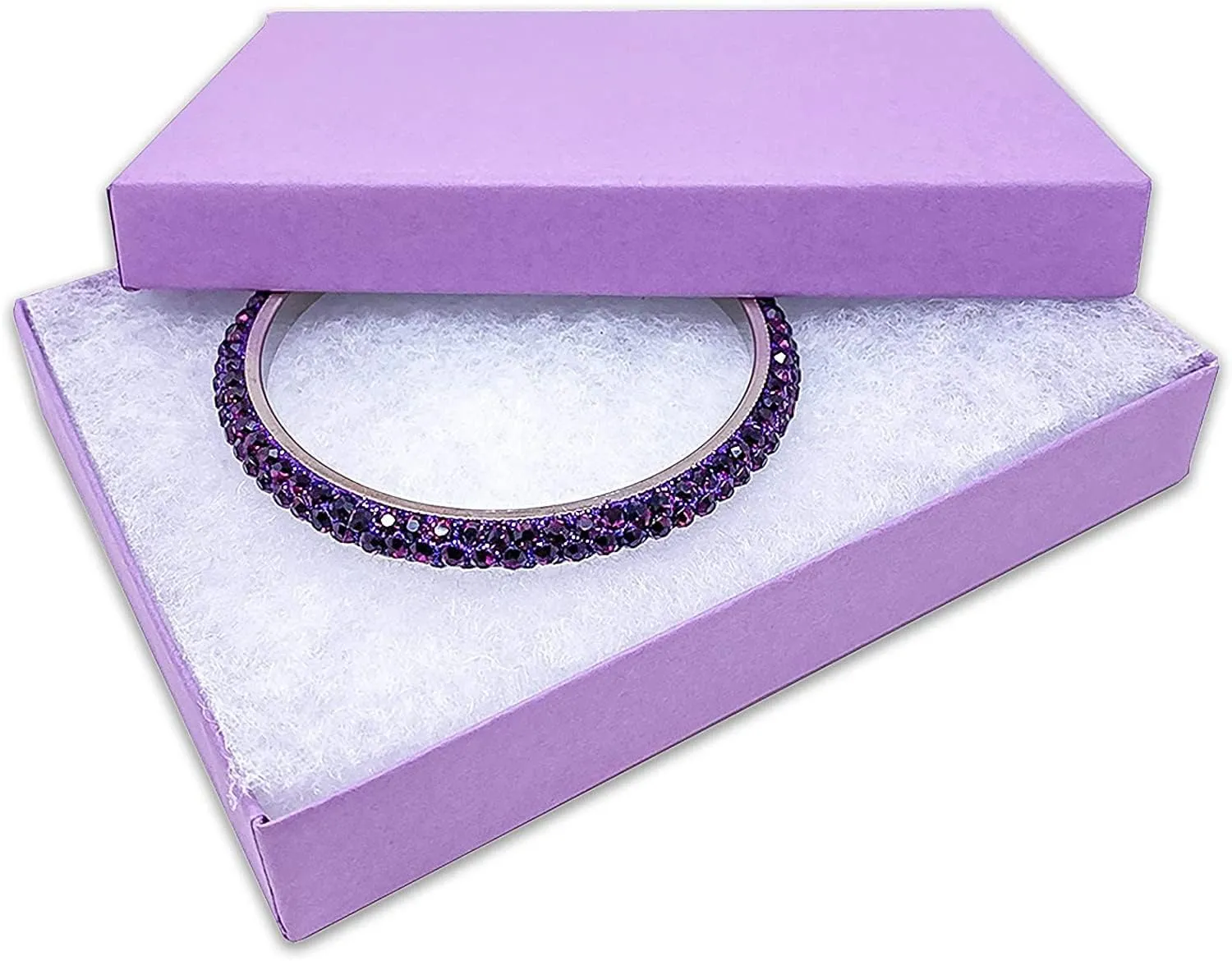 Paper sculptor deprive Cardboard Jewelry Necklace Bracelets Watch Gift and Retail Boxes Size 7 1/8" x 5 1/8" x 1 1/8" Inch - by R J Displays 6 Pack Cotton Filled Matte Purple Color 