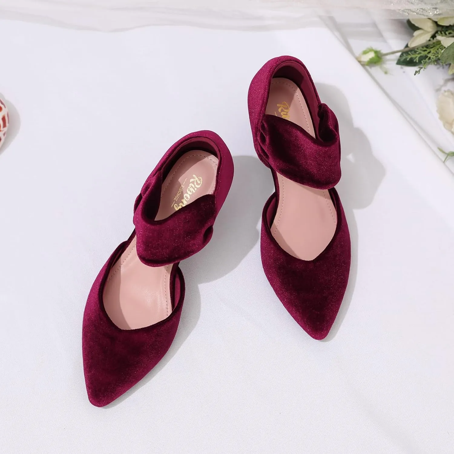 Party Dressy bake retail ease Shoes RIBONGZ Kitten Heels for Women Closed Toe Comfortable Low Heels Pointed Toe Sexy Slip on Pumps Bridal 