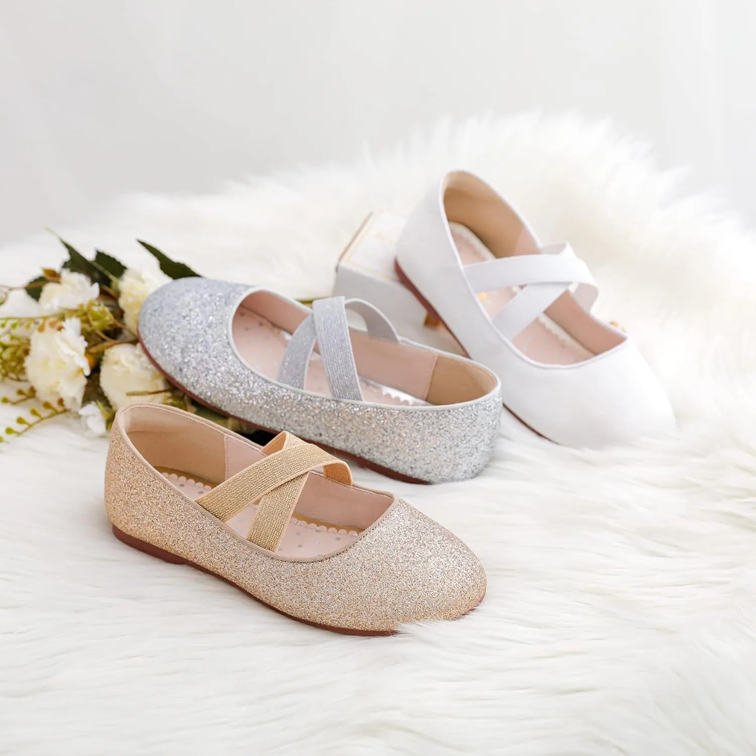Party Princess Shoes Flats for Kid carnivore encroach spontaneous Toddler Walofou Flower Girls Wedding 