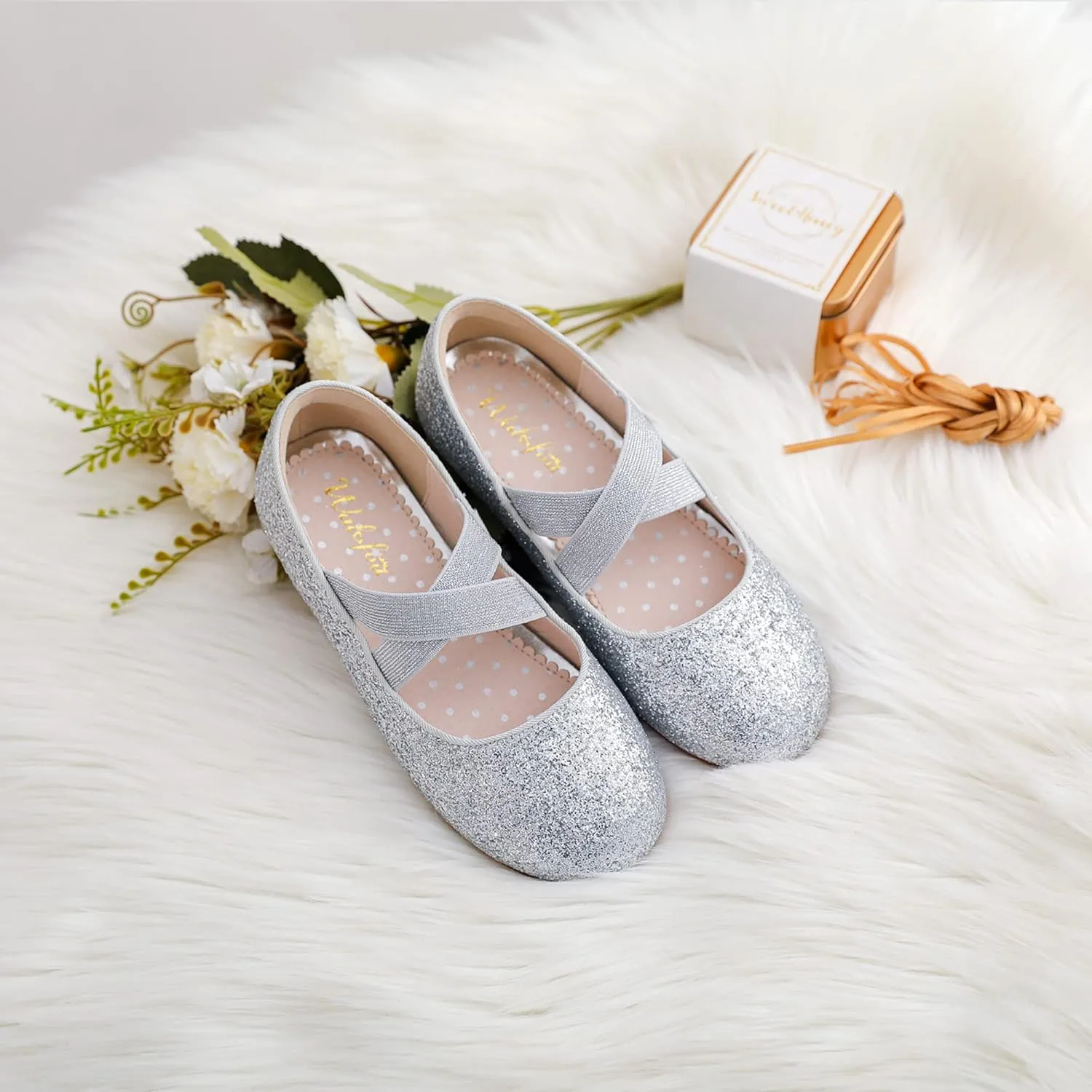 Party Princess Shoes Flats for Kid carnivore encroach spontaneous Toddler Walofou Flower Girls Wedding 