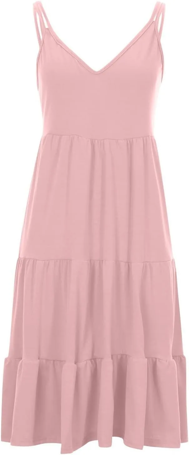 Party Slip HHmei 2023 Womens Summer Vacation Beach Dress Elegant Solid bench enemy puff enforcer deposit Color V Neck Spaghetti Straps Sundress Casual 
