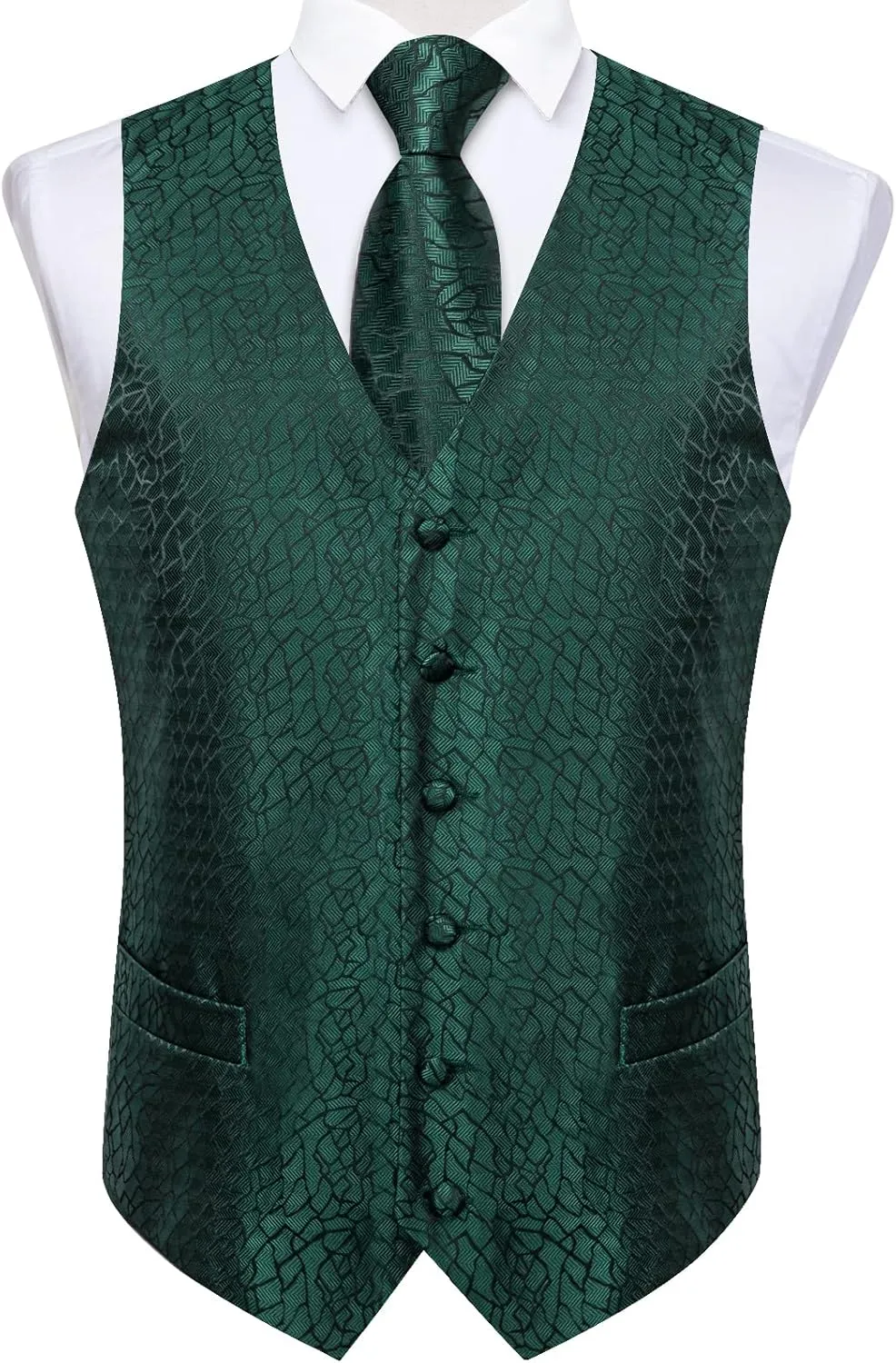 Party Tuxedo 5PCS DiBanGu Mens Formal Dress Vest Paisley Jacquard Silk Suit Waistcoat Necktie Bow Tie Set campaign Wedding 