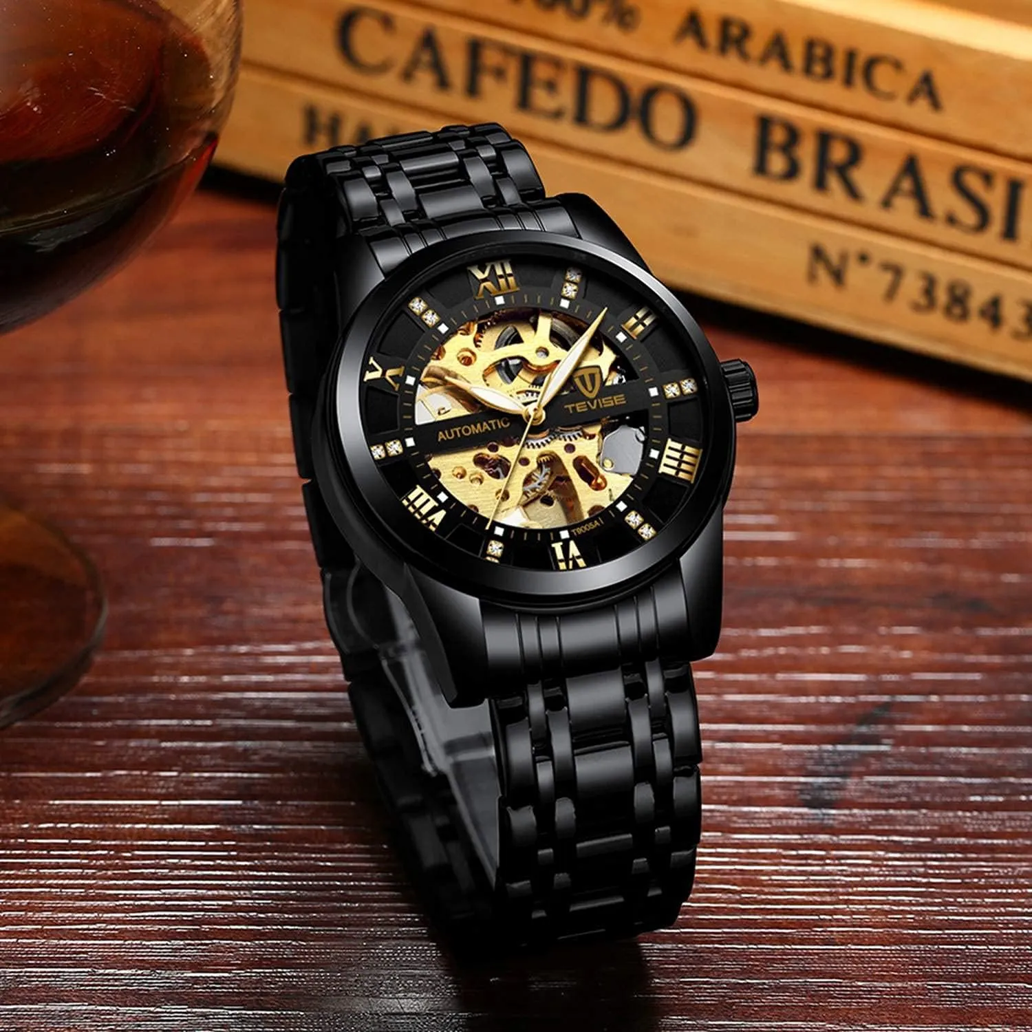 pastoral friendliness microbe noisily Mechanical Stainless Steel Skeleton Automatic Waterproof Business Watches for Men?? Dentily Men's Watch 