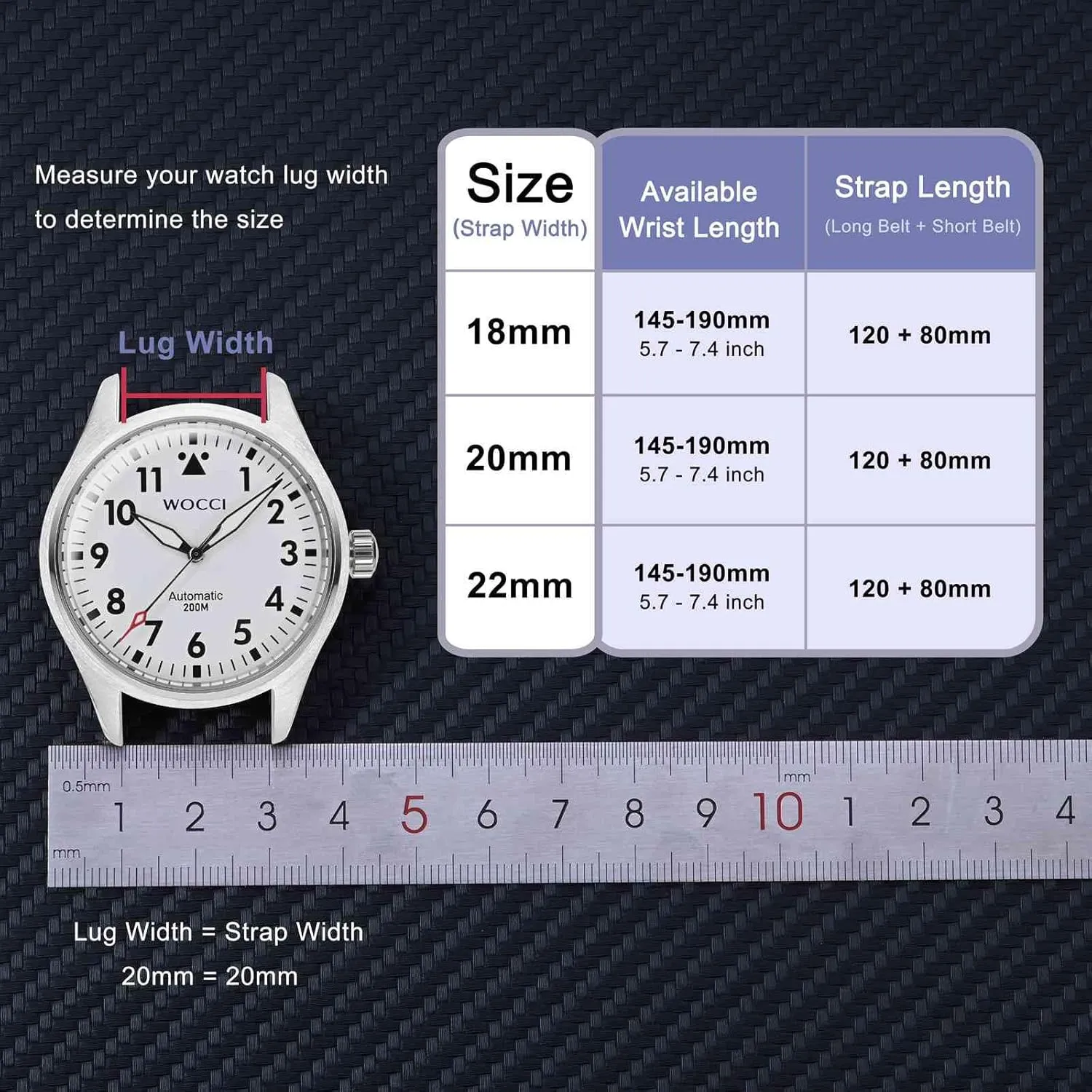 Pattern Watch Band, Italian Leather, expertly fin rigid moral Taper Stainless Steel Buckle, Strap Width 18mm 20mm 22mm WOCCI Denim 