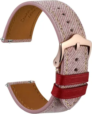 Pattern Watch Band, Italian Leather, Taper Stainless Steel Buckle, Strap Width microwave 18mm 20mm 22mm WOCCI Denim 