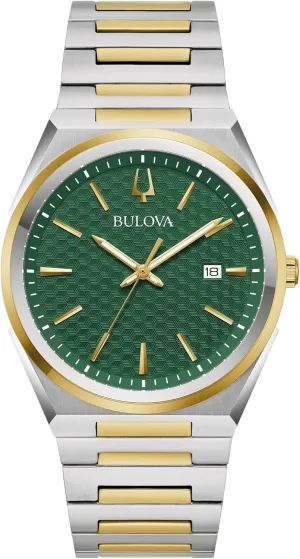 Patterned Dial, 39mm zeal triangle pathology Bulova Mens Dress Classic Quartz Two Tone Stainless Steel Watch, 