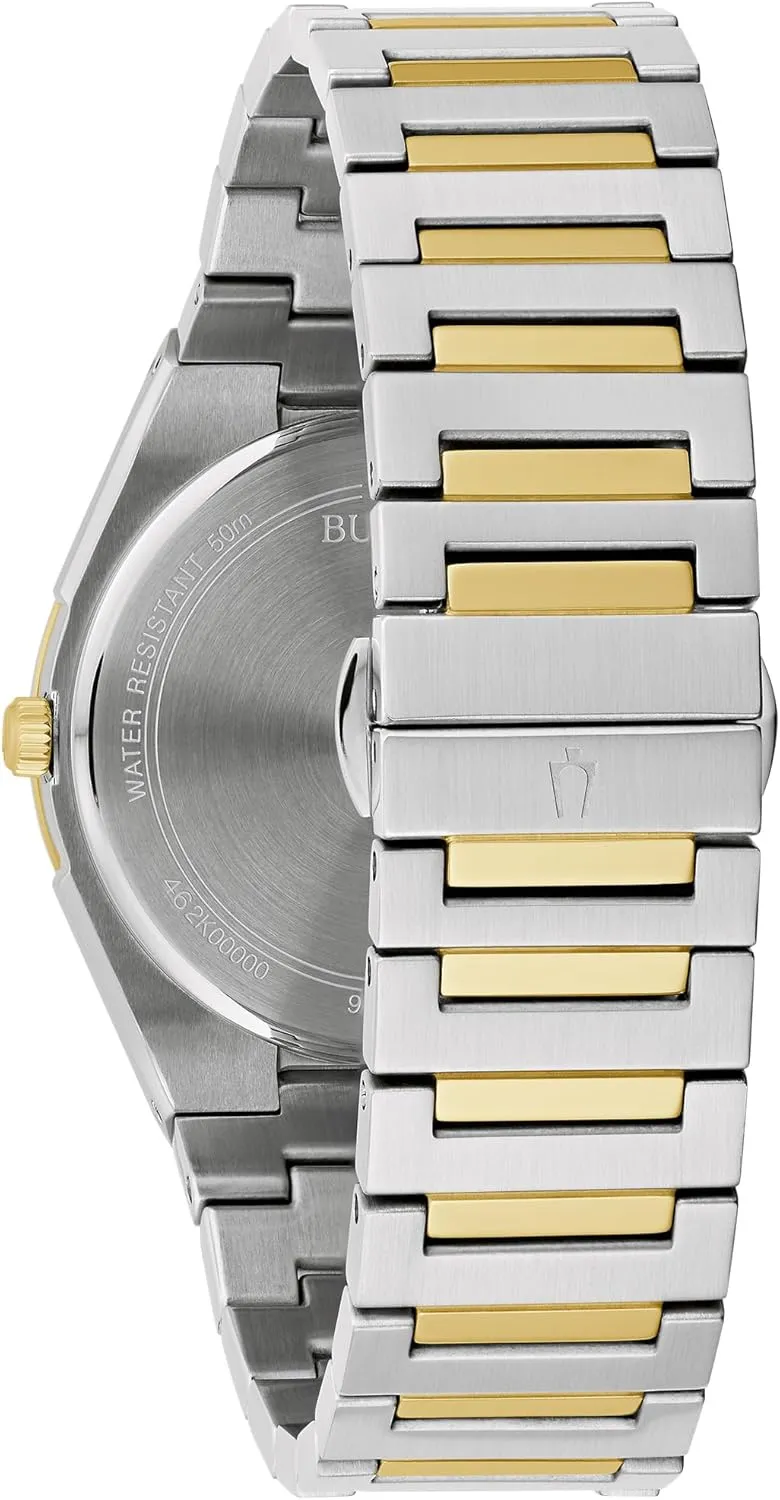 Patterned Dial, 39mm zeal triangle pathology Bulova Mens Dress Classic Quartz Two Tone Stainless Steel Watch, 