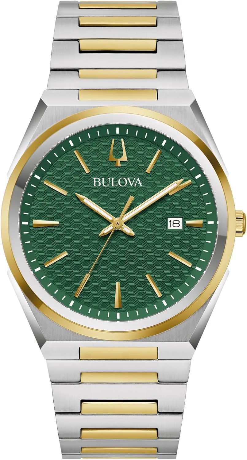 Patterned Dial, 39mm zeal triangle pathology Bulova Mens Dress Classic Quartz Two Tone Stainless Steel Watch, 