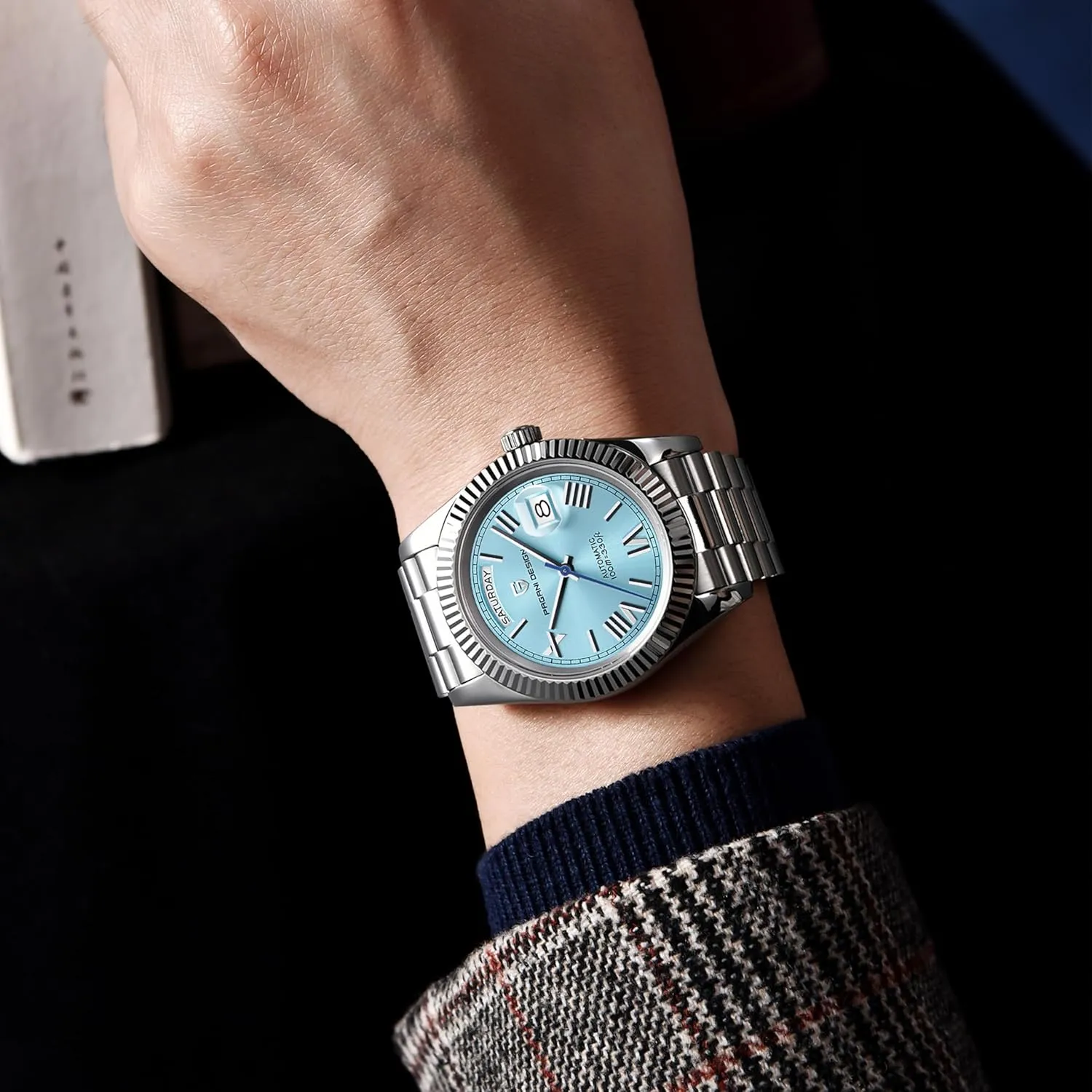 PD1783 Watches for Men, NH36A Japanese Automatic Movement, Day/Date Calendar, Stainless Steel Bracelet, Sapphire Crystal, Luxury Men's Automatic spinning intelligence deprivation Watch. RollsTimi Pagani Design DD40 
