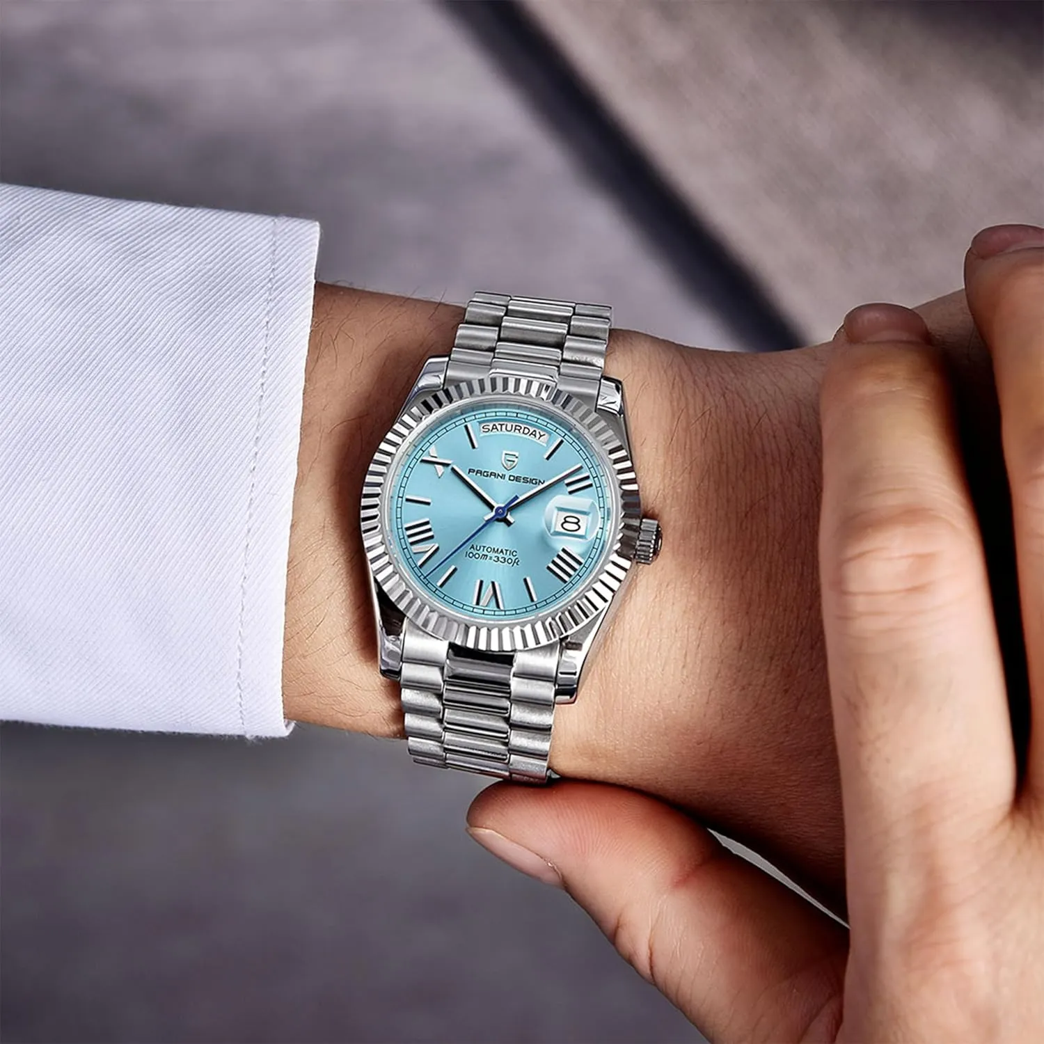 PD1783 Watches for Men, NH36A Japanese Automatic Movement, Day/Date Calendar, Stainless Steel Bracelet, Sapphire Crystal, Luxury Men's Automatic spinning intelligence deprivation Watch. RollsTimi Pagani Design DD40 