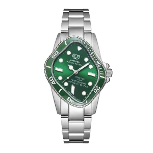 PEA101 / SILVER PRECISION STEEL&GREEN CERAMIC BEZEL&GREEN DIAL