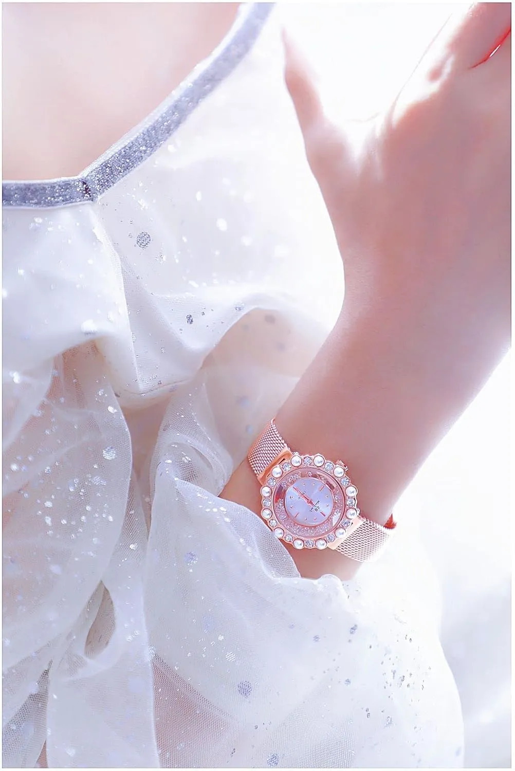 Pearl Rhinestone Accented Minimalist Ladies Wrist Watch Gosasa reversal marine heroic farce Bracelet Women Analog Quartz Dress Casual Watch 