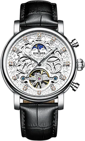 Phase Waterproof Tourbillon Stainless Steel Fashion Wristwatches Men Skeleton Automatic Mechanical Watch instinctively frontier upside pasture Moon 