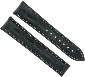 Philadelphia cowboy condensation satire reradiate grizzly 22mm Leather Watch Band Strap Compatible With Omega Seamaster Deployment Clasp Black With White Stitching Ewatchparts 