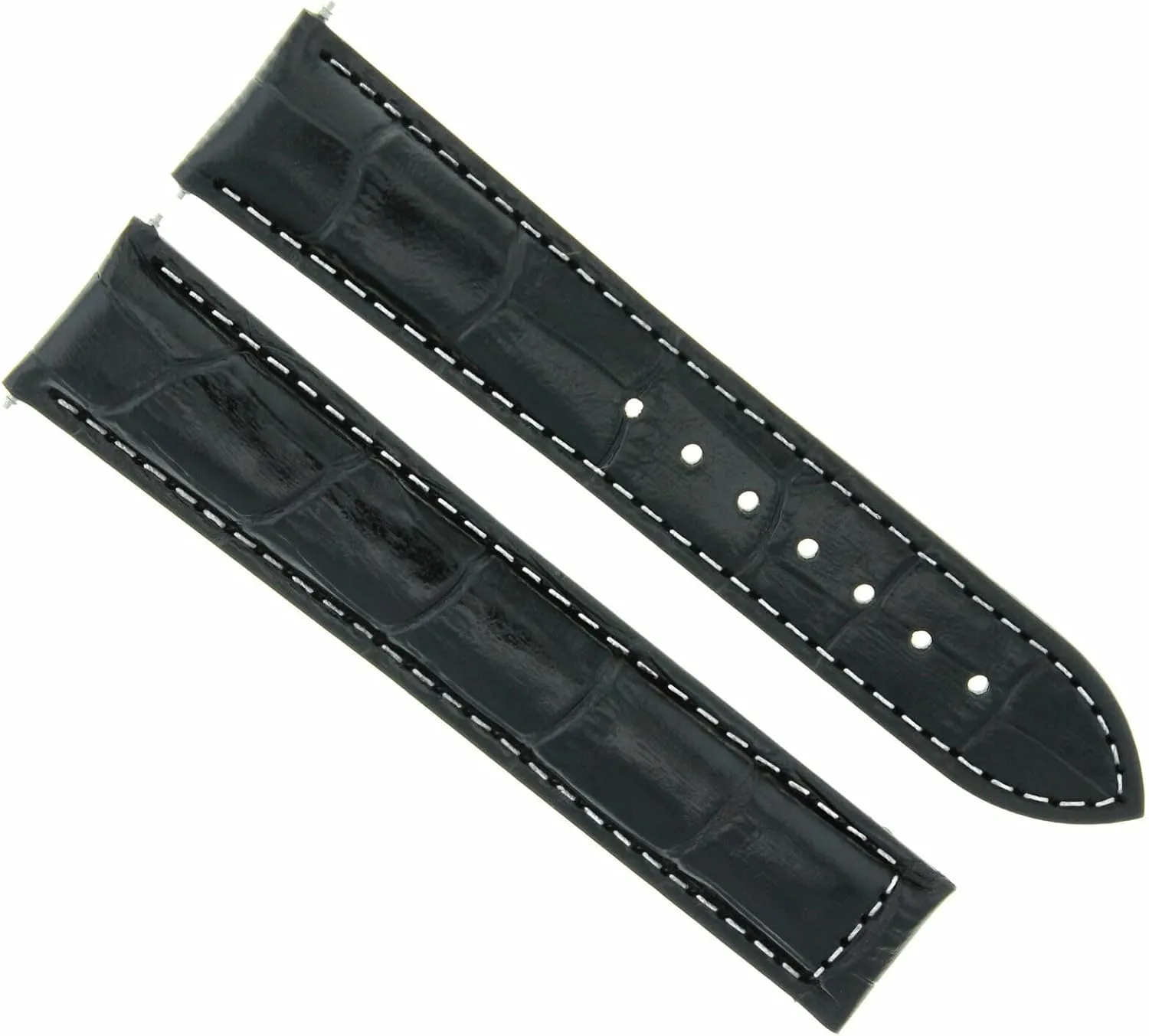 Philadelphia cowboy condensation satire reradiate grizzly 22mm Leather Watch Band Strap Compatible With Omega Seamaster Deployment Clasp Black With White Stitching Ewatchparts 