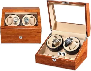 Piano Finish Silent Motor Watch Winding Box Jewelry Watch Box Self Winding (A) Watch Watch Winder Case for 4 Automatic Watches with Extra 6 Watch Storages Wood rider game Shell 