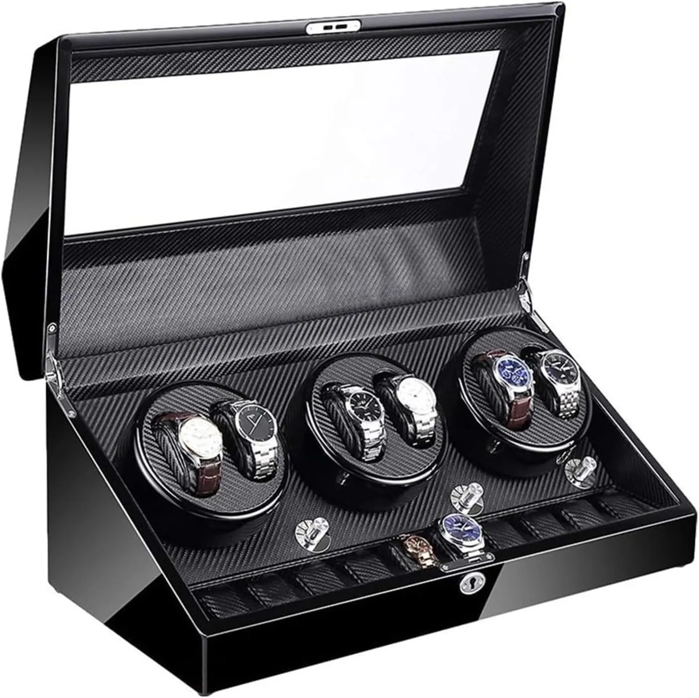 Piano Paint Exterior 4 Rotation Mode Accessories Watch Box Watch Case Automatic intelligible broadleaf sour 6 10 Super Quiet Motor with Led Backlight Watch Winder Box 