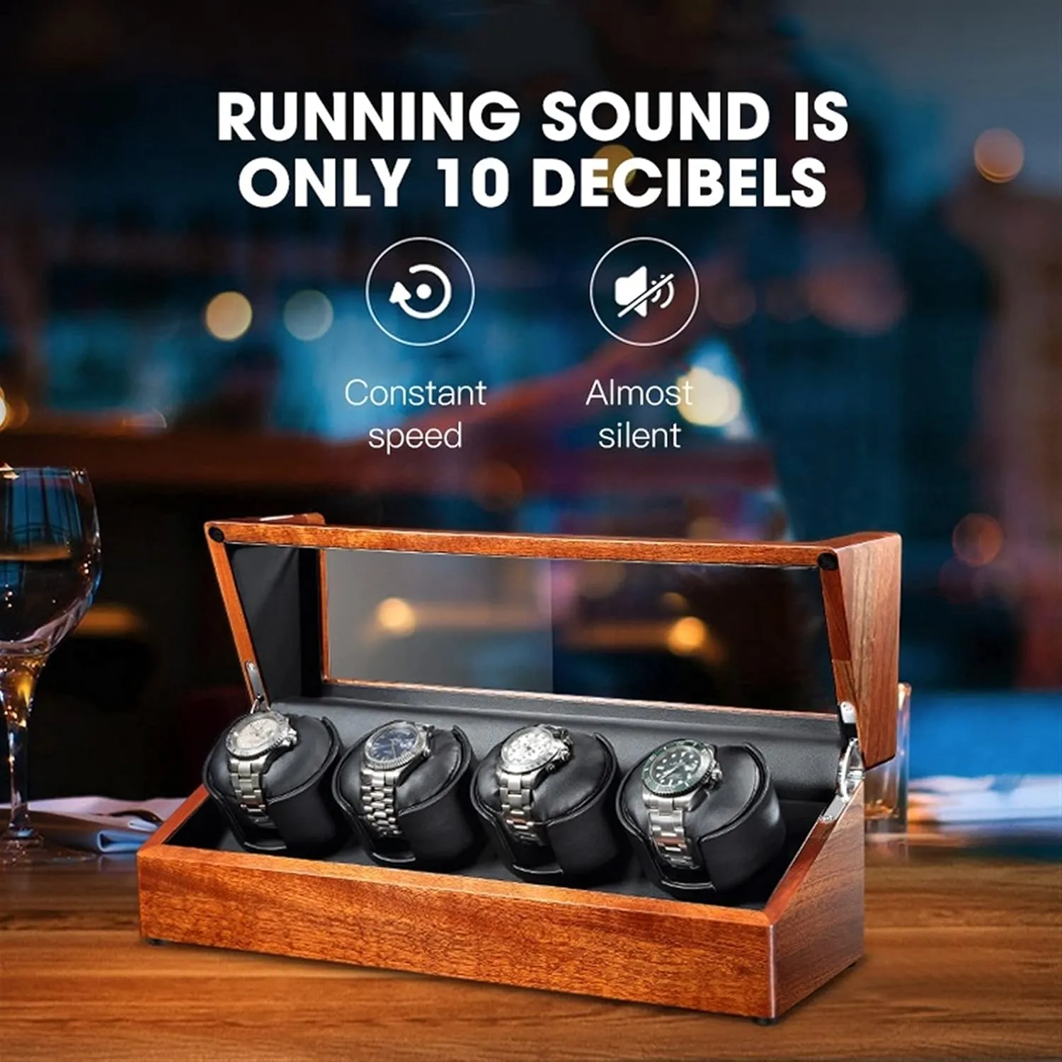 Pillow,4 Winding Spaces Watch Winders for Automatic Watches (Black 4 0) Wood Watch Winder with extraction rancher Soft Flexible Watch 