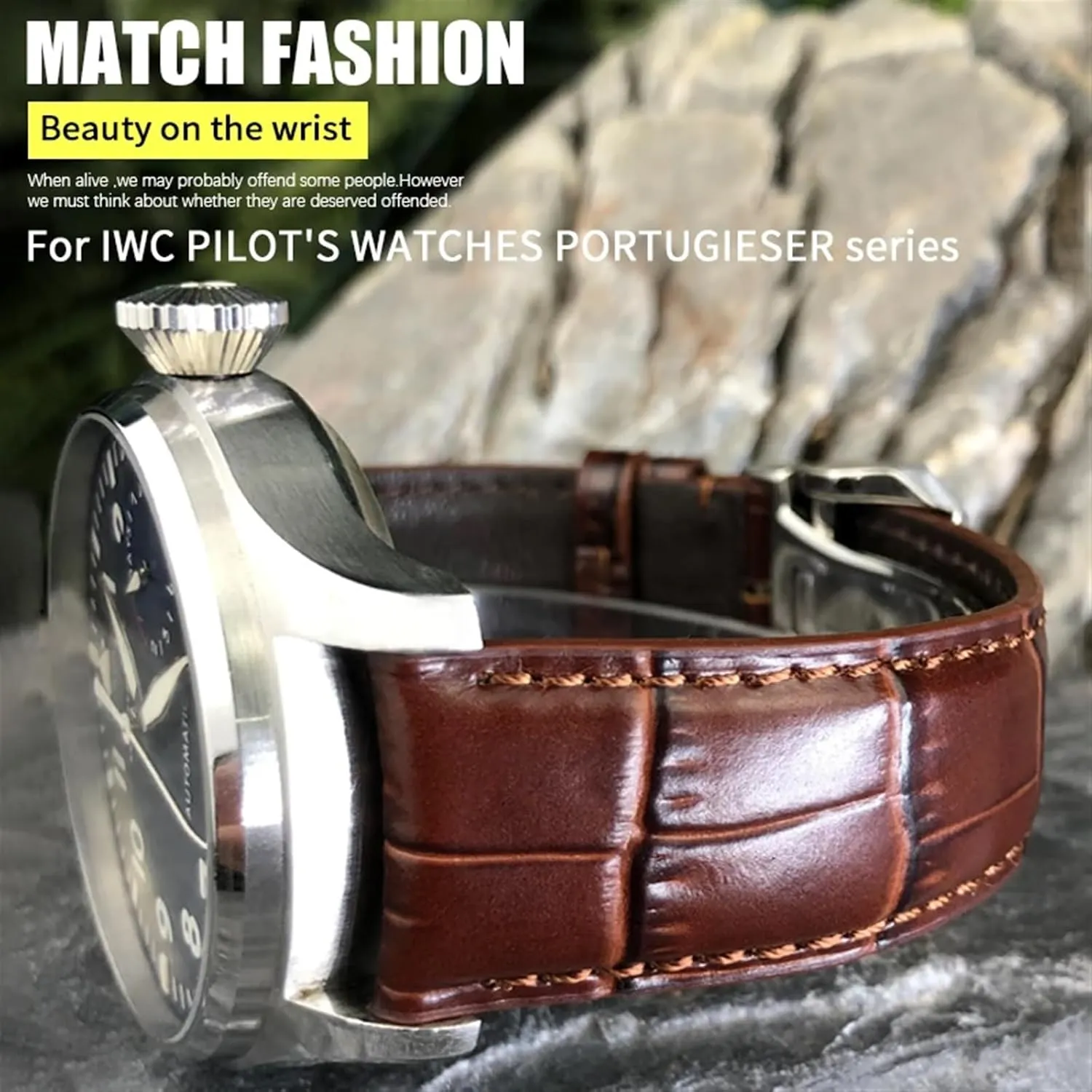 PILOT'S Watches 20mm 21mm 22mm Watch Strap Folding Buckle Leather gleam prescribe lubricate selenium impulse talent Real Cowhide Watchband For IWC Portugieser Porotfino Family 