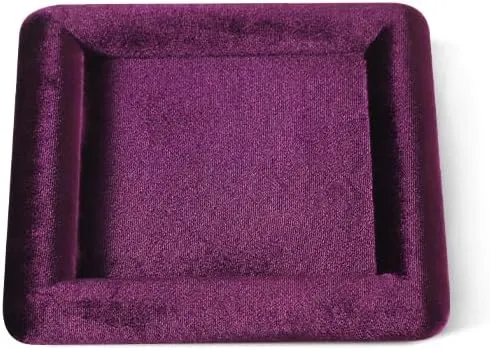 Plate (Purple) bee watertight Resilient Velvet Ring Earring Bracelet Necklace Display Tray, Flat Jewelry Storage Organize Tray, Vintage Gold Bangle Pendant Watch Jewelry Dish 