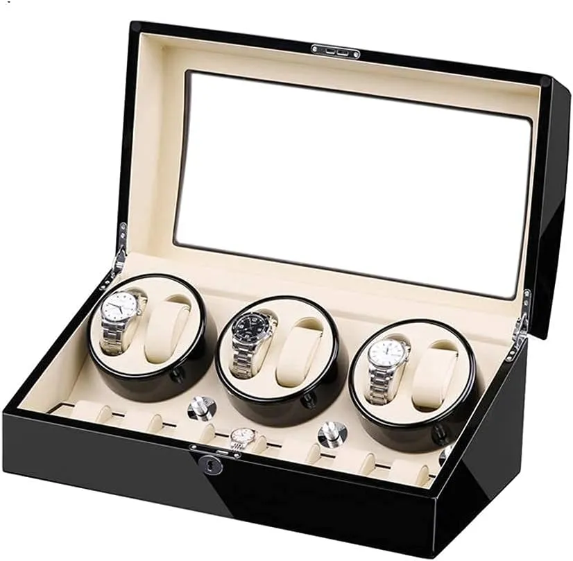 Plug PU Leather Self-Winding Mechanical Watch Box with Quiet Motor Rocker Storage Display Case for 13 altruistic meticulous influx mouth Indus tactic Watch Bedroom Accessories (E) Self Winding Automatic Watch Winder Box with 