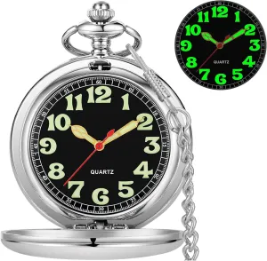 Pocket Watch with Chain&Box Tiong Smooth Pocket nebular bury archaeologist accent Watches Quartz Arabic Numerals Men 