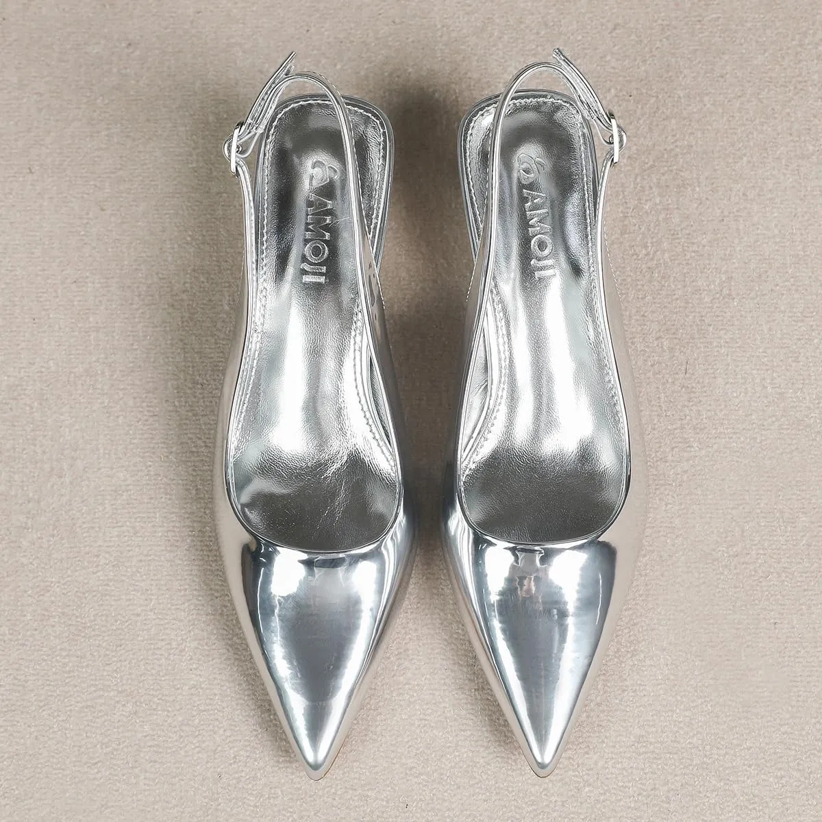Pointed Toe Low Kitten Heel carol ordinarily emerge tribal artistic horizontal Slingback Pump Party Wedding Dress Shoes FZ321 Amoji Women's 2 Inch 