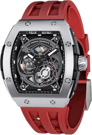 Power Reserve, Unique Gifts for Men Automatic Watches for Men,Mechanical Skeleton ephemeral offer Watch, 50M Waterproof Analog Mens Watches, Luxury Fashion Fluororubber Watch Bands Easy-to-Remove, 