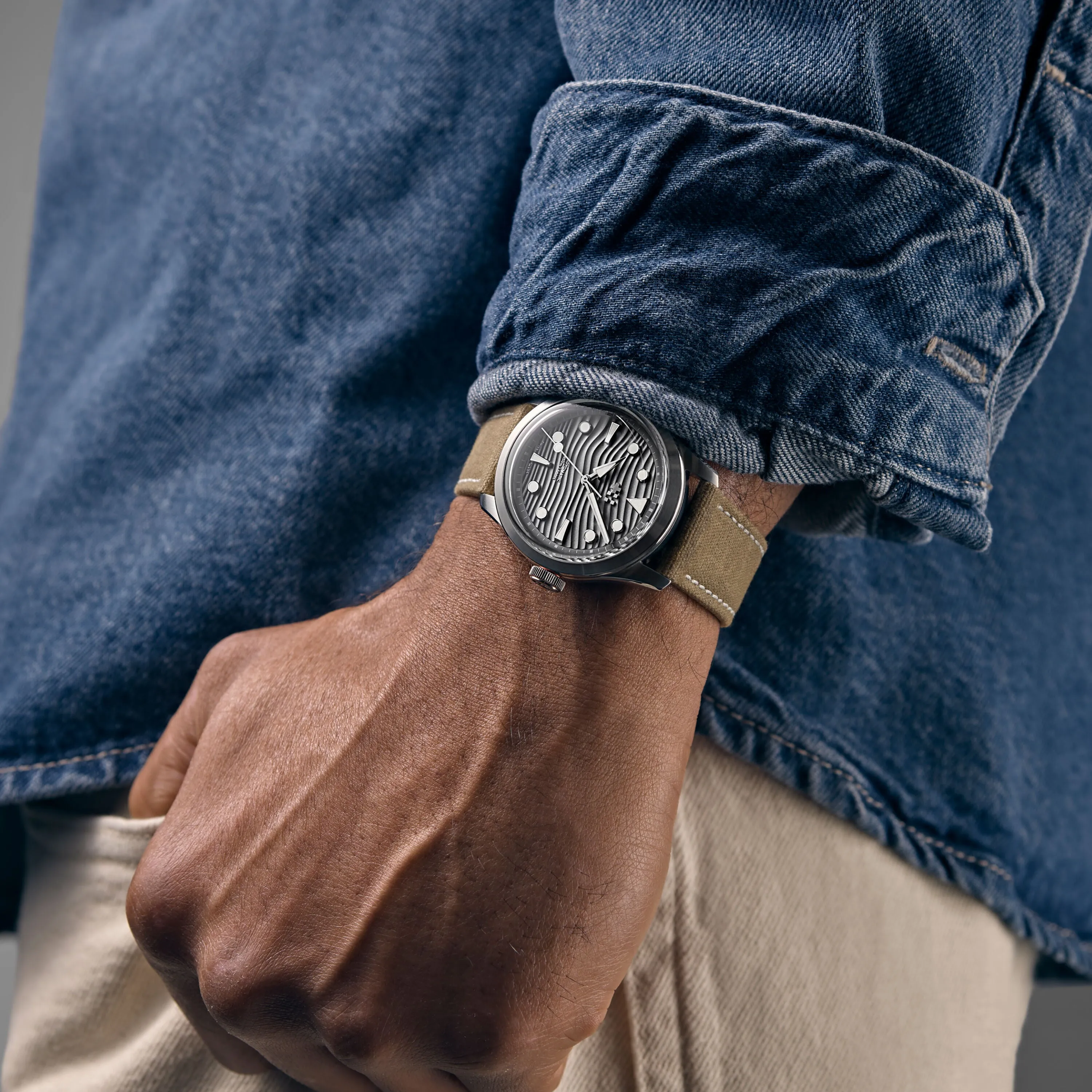 Pre-Order: Christopher Ward C65 Dune Automatic Stainless Steel - Grey Orlando Leather