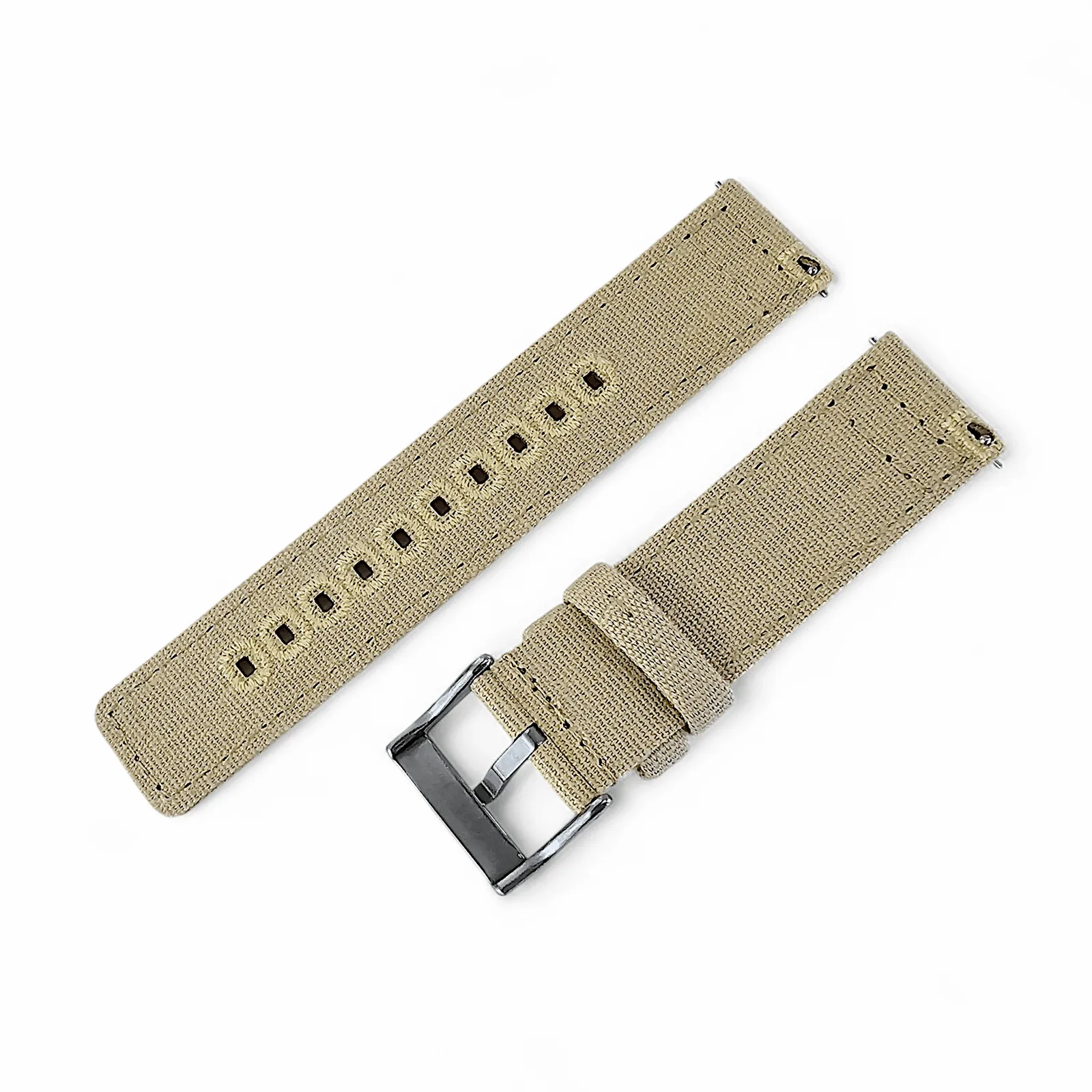 Premium Canvas Sailcloth Watch Strap Quick Release 20mm 22mm Khaki Beige