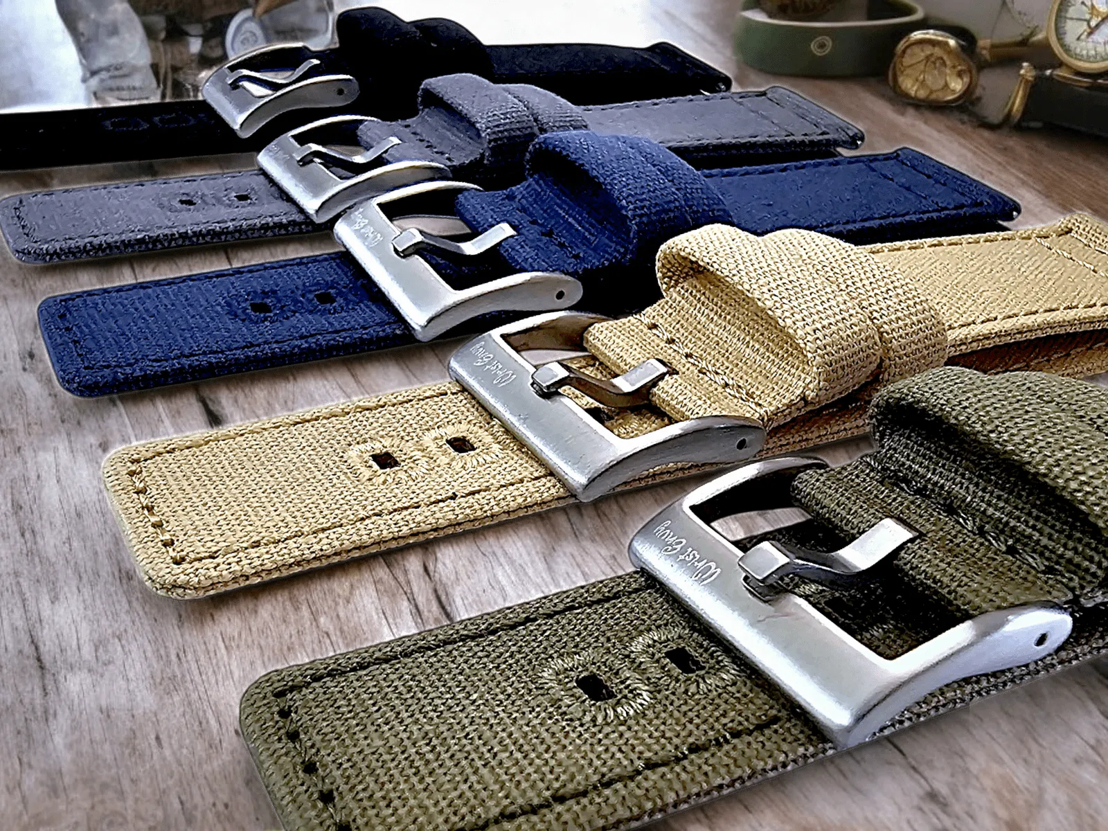 Premium Canvas Sailcloth Watch Strap Quick Release 20mm 22mm Khaki Beige