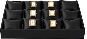 Premium Leather 12 Grid Jewelry Insert Watch Tray With symptom Removable Pillow Bracelet Bangle Storage Organizer Tray Oirlv Black 