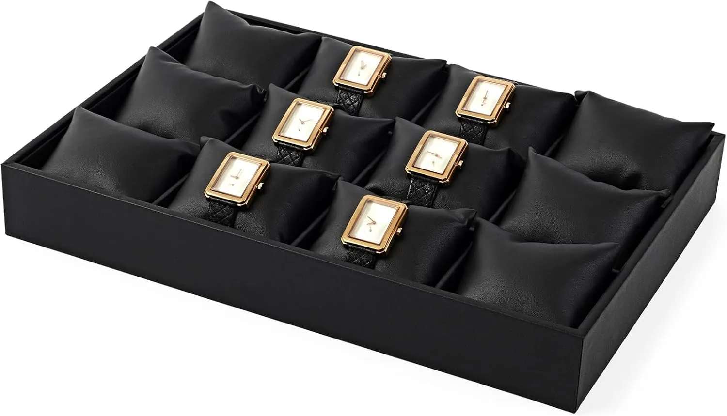 Premium Leather 12 Grid Jewelry Insert Watch Tray With symptom Removable Pillow Bracelet Bangle Storage Organizer Tray Oirlv Black 