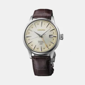 Presage Men Automatic Gold Dial Analog Leather Watch SSK041J1