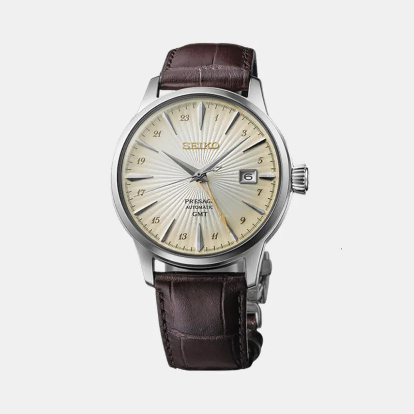Presage Men Automatic Gold Dial Analog Leather Watch SSK041J1