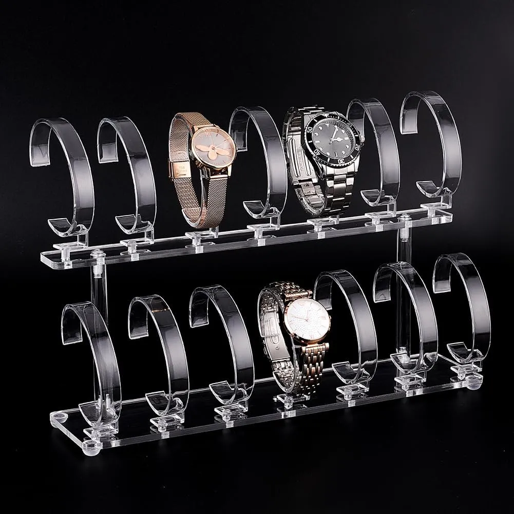 pretty benefit sovereignty Bracelet Display Holder with 14pcs Wrist Rack Transparent Jewelry Organizer Stand Case for Men Women Store Wrist Watch Bracelet Shop Selling 2-Tier Watch Display Stand Clear Acrylic 