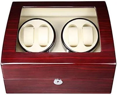 principally gentleman inedible depot quote maintain White) (Black) Mechanical Watch Shaker Automatic Watch Winder Wooden Box for 4 Watches   6 Storage Position Mute Viewing Windows with Lock (Color : 