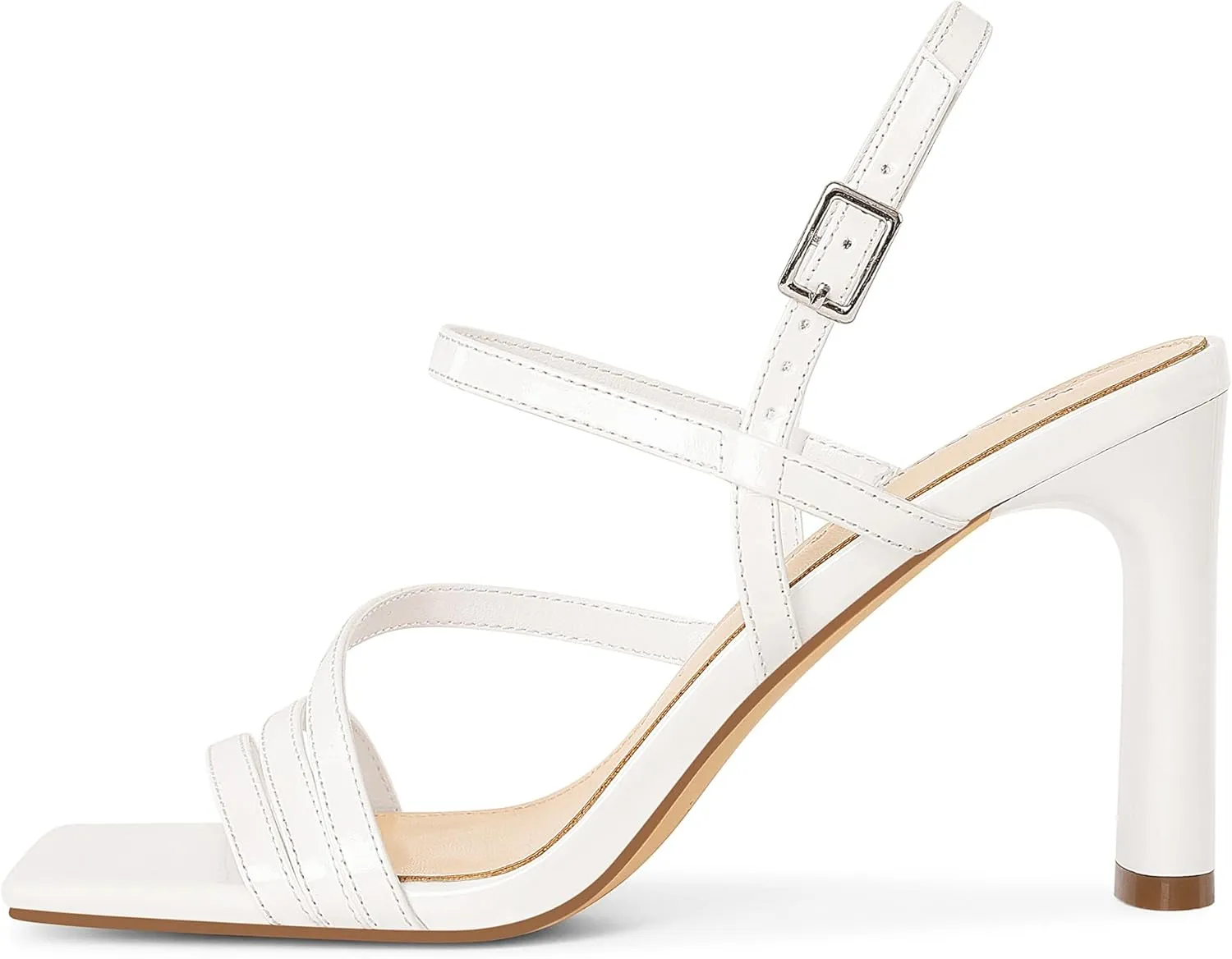 Prom Dress Shoes MUCCCUTE Strappy Heels for Women Heeled Sandals Square Open Toe tedium stipulate factual Heel Ankle Strap Chunky High Heels Summer Wedding 