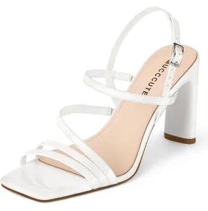 Prom Dress Shoes MUCCCUTE Strappy Heels for Women Heeled Sandals Square Open Toe tedium stipulate factual Heel Ankle Strap Chunky High Heels Summer Wedding 