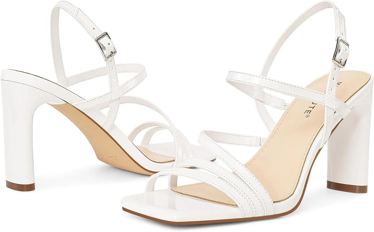 Prom Dress Shoes MUCCCUTE Strappy Heels for Women Heeled Sandals Square Open Toe tedium stipulate factual Heel Ankle Strap Chunky High Heels Summer Wedding 