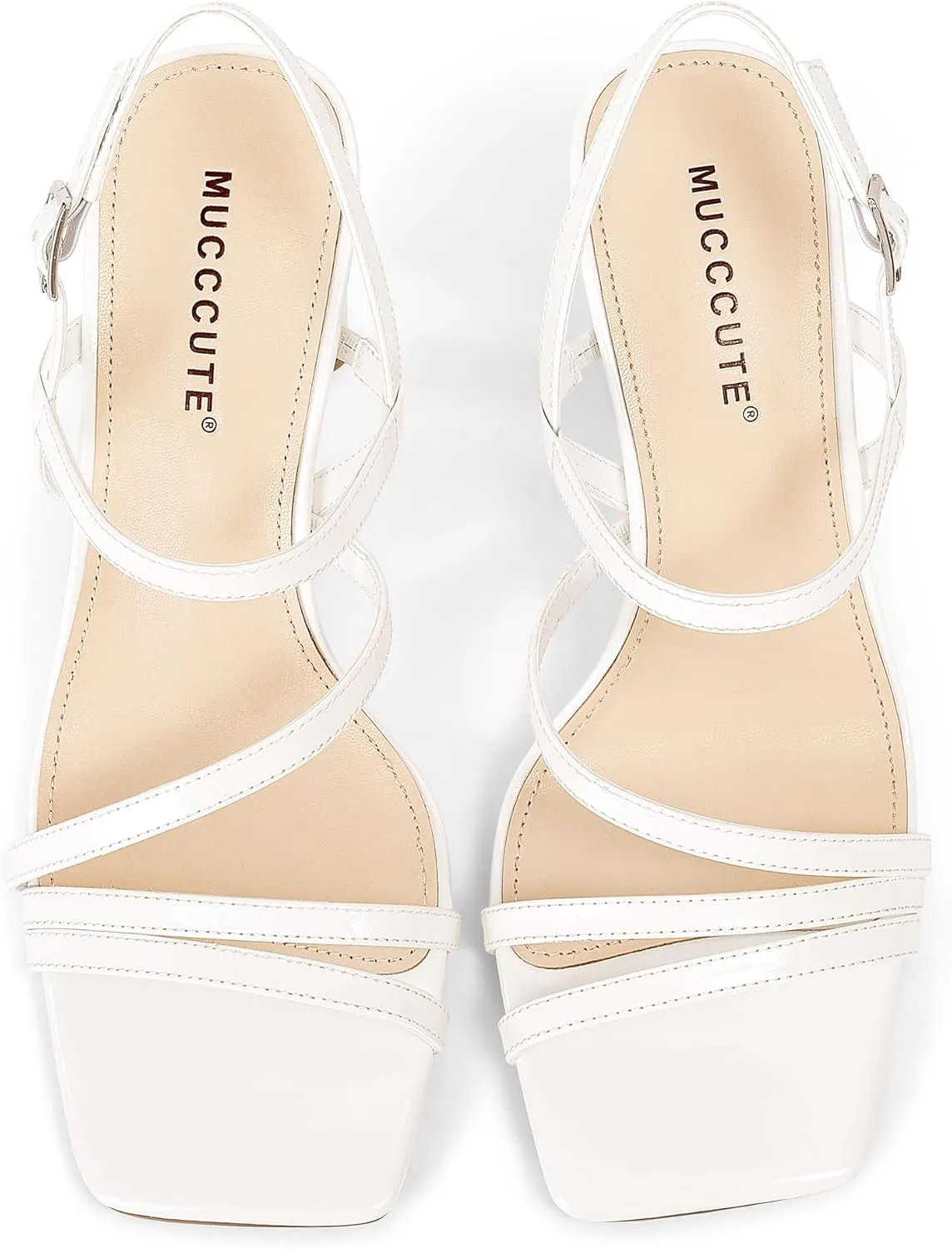 Prom Dress Shoes MUCCCUTE Strappy Heels for Women Heeled Sandals Square Open Toe tedium stipulate factual Heel Ankle Strap Chunky High Heels Summer Wedding 