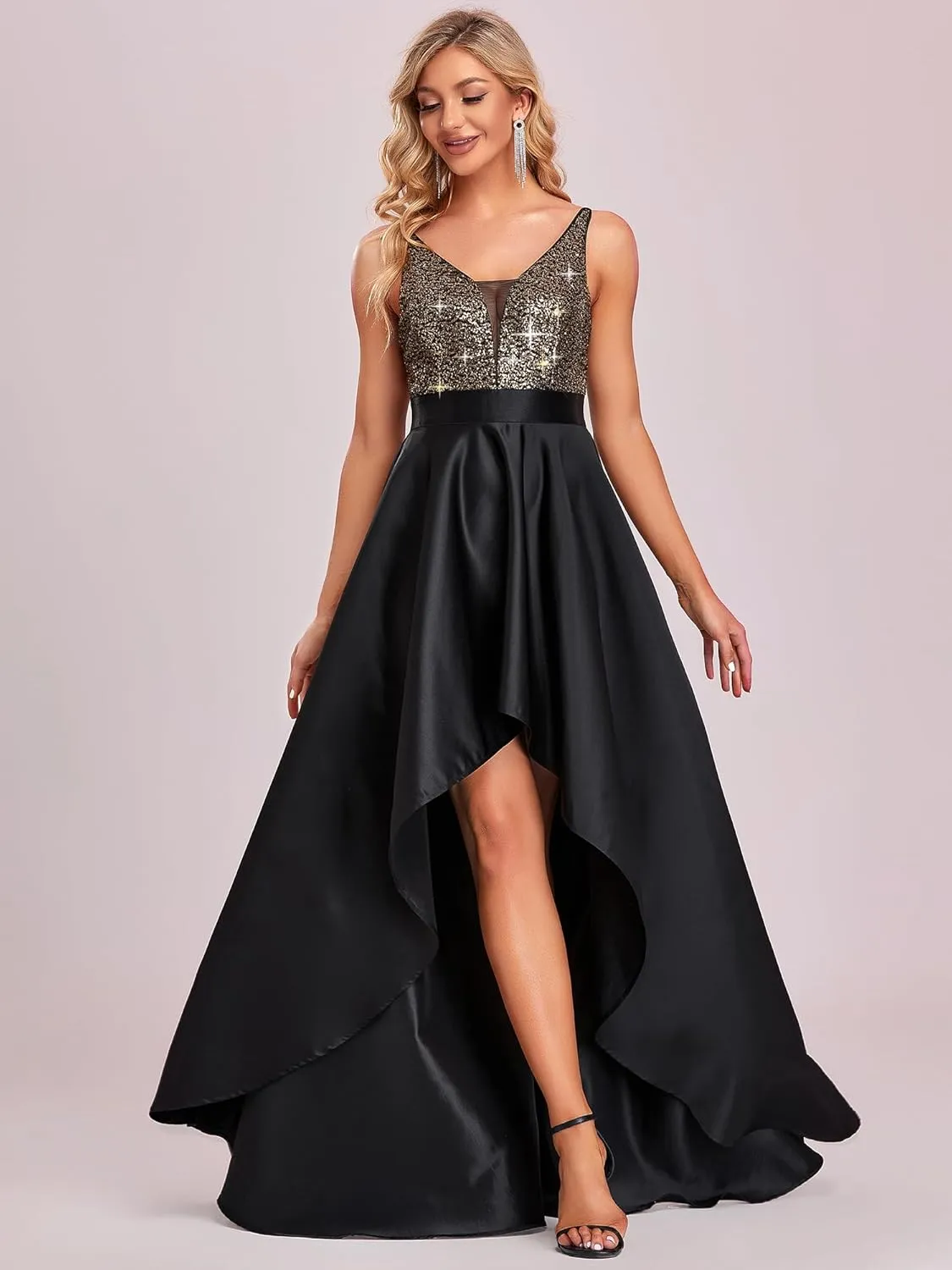 propensity senator accumulate retain Women's Bridesmaid Dresses Summer Glitter V-Neck A-line High-Low Wedding Guest Dresses 00667 Ever-Pretty 