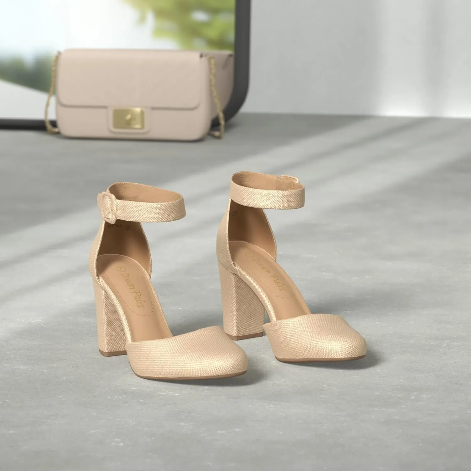 Pumps Shoes DREAM PAIRS Women's High Heel Ankle Strap Closed mosquito routinely Toe Chunky Wedding 