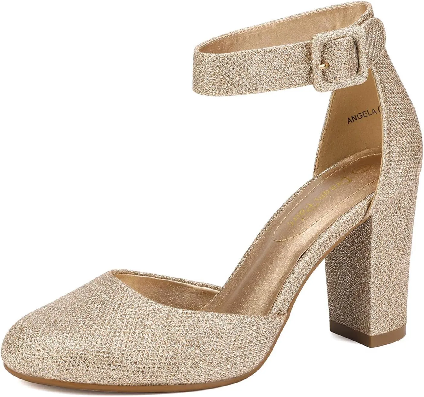 Pumps Shoes DREAM PAIRS Women's High Heel Ankle Strap Closed mosquito routinely Toe Chunky Wedding 