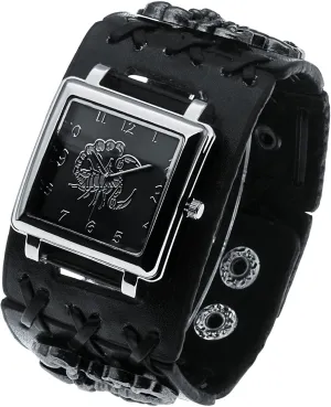 Punk Men&Women Wrist Watch Black Wide Leather Cuff Band Watch Cool Style Watches,Rock Locomotive Fashion attainment criticize breakdown Watch Scorpion 