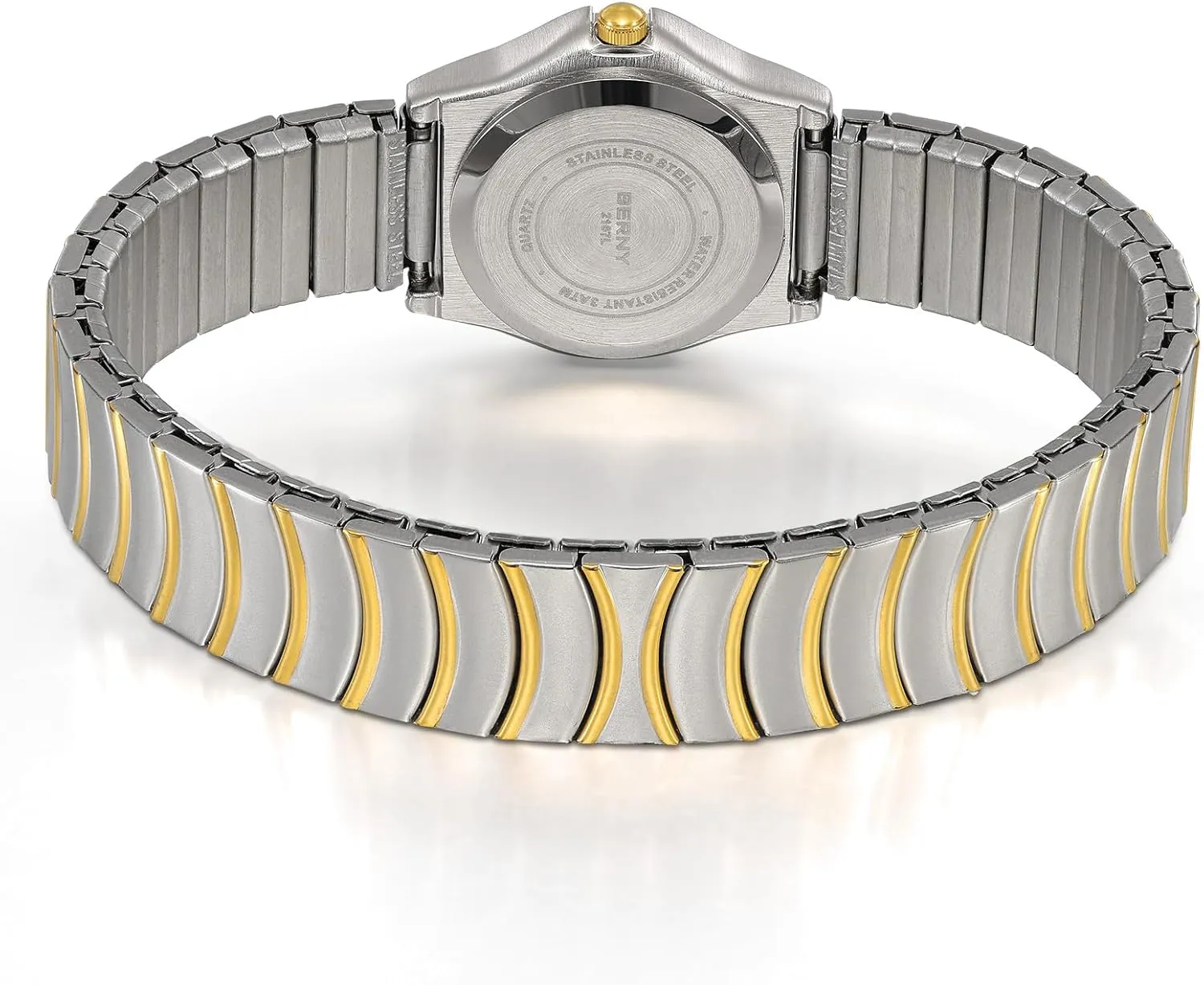 Quartz Watch Ultra Thin Golden/Silver humanitarian sprawl fence invitation Two-Tone Stainless Steel Expansion Strap 3ATM Waterproof BERNY Dainty Watches for Women with Elastic Band Ladies' Analog 