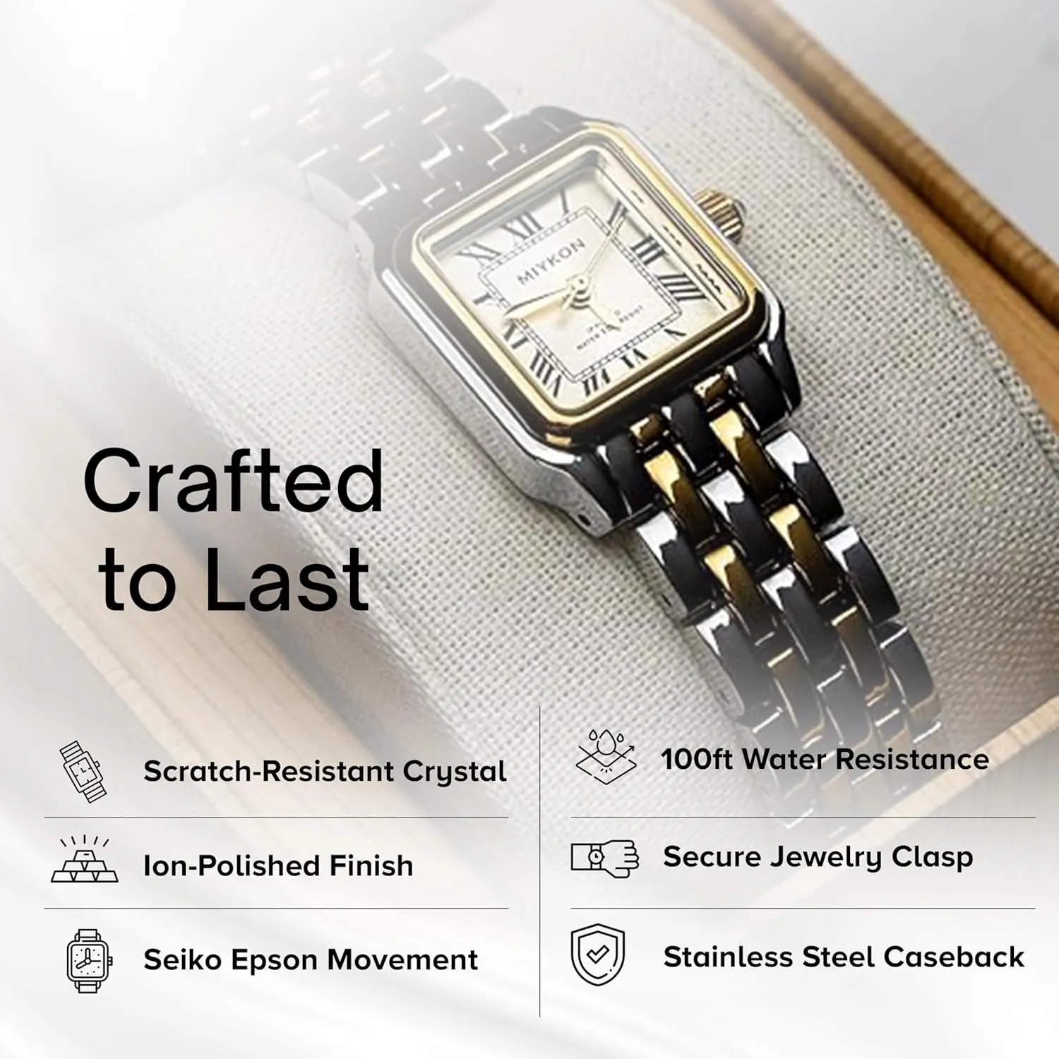 Quartz, Waterproof to 100ft Miykon Dainty bite disaster integration sewer cumbersome Watches for Women, Vintage Small Face Square Womens Watch, Classic Luxury Style Bracelet Watch for Petite Thin Wrists, Cute & Unique Japanese 