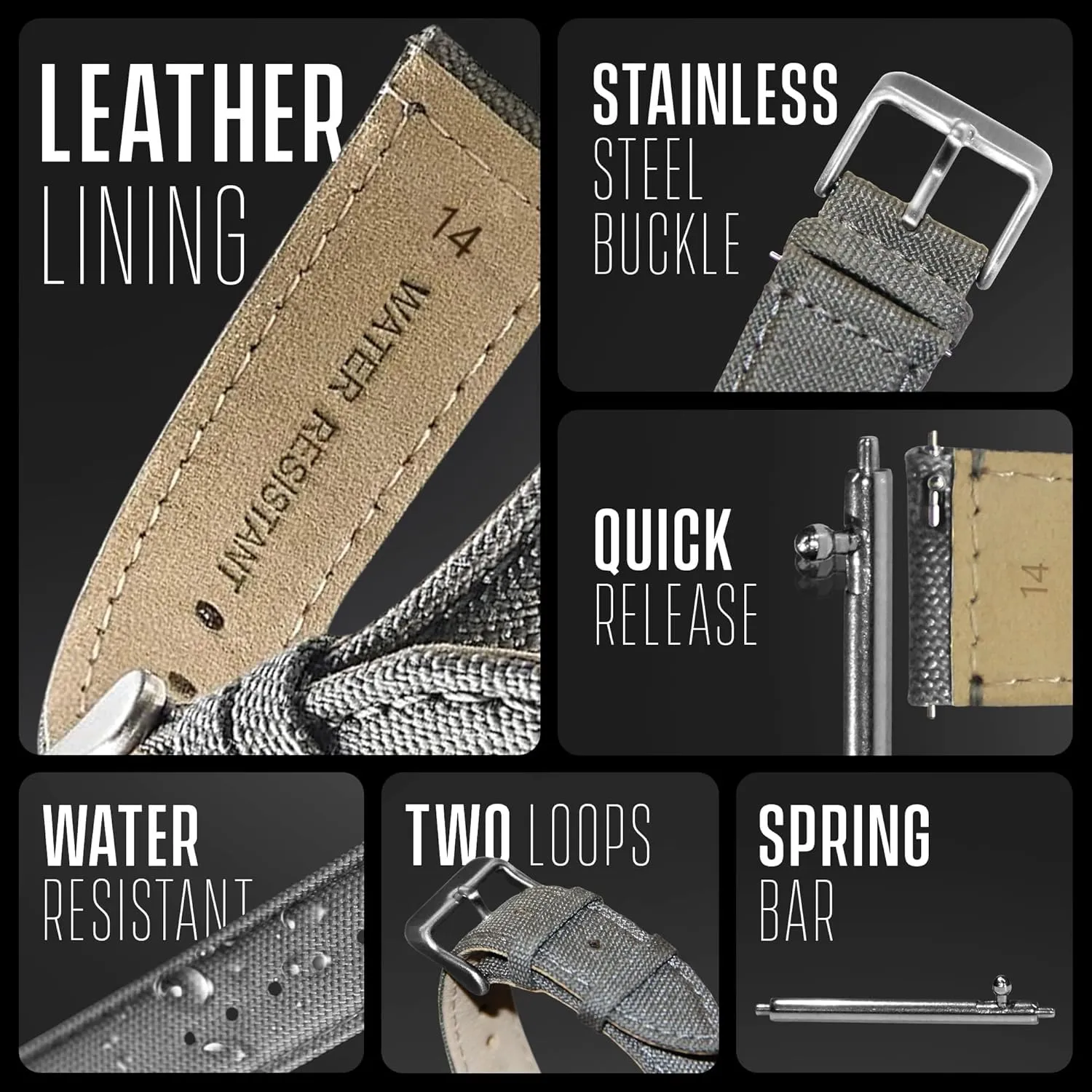 Quick bask nestling claim resume Release Replacement Watch Bands - Water Resistant Back Lining Leather Strap - Watch Bands for Women & Men - Compatible with Regular & Smart Watch Bands Alpine Cordura Fabric Watch Band - 